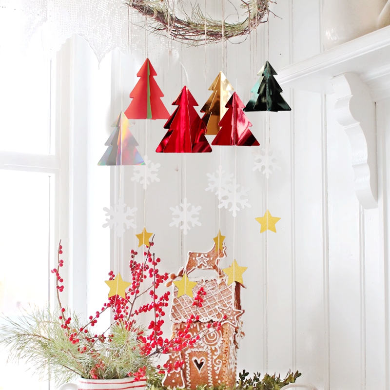 圣诞节学校早教酒吧立体松树挂饰吊饰挂件橱窗布置美陈拍照道具