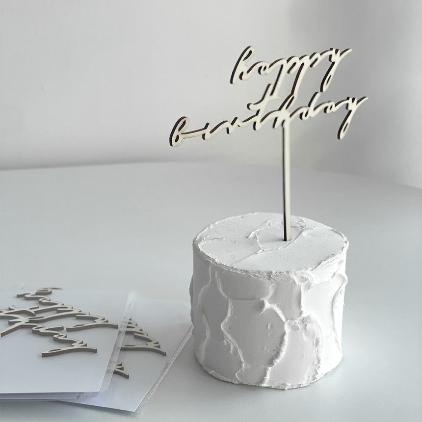 简约复古木质生日ins风蛋糕装饰插签牌复古森系插牌替代蜡烛