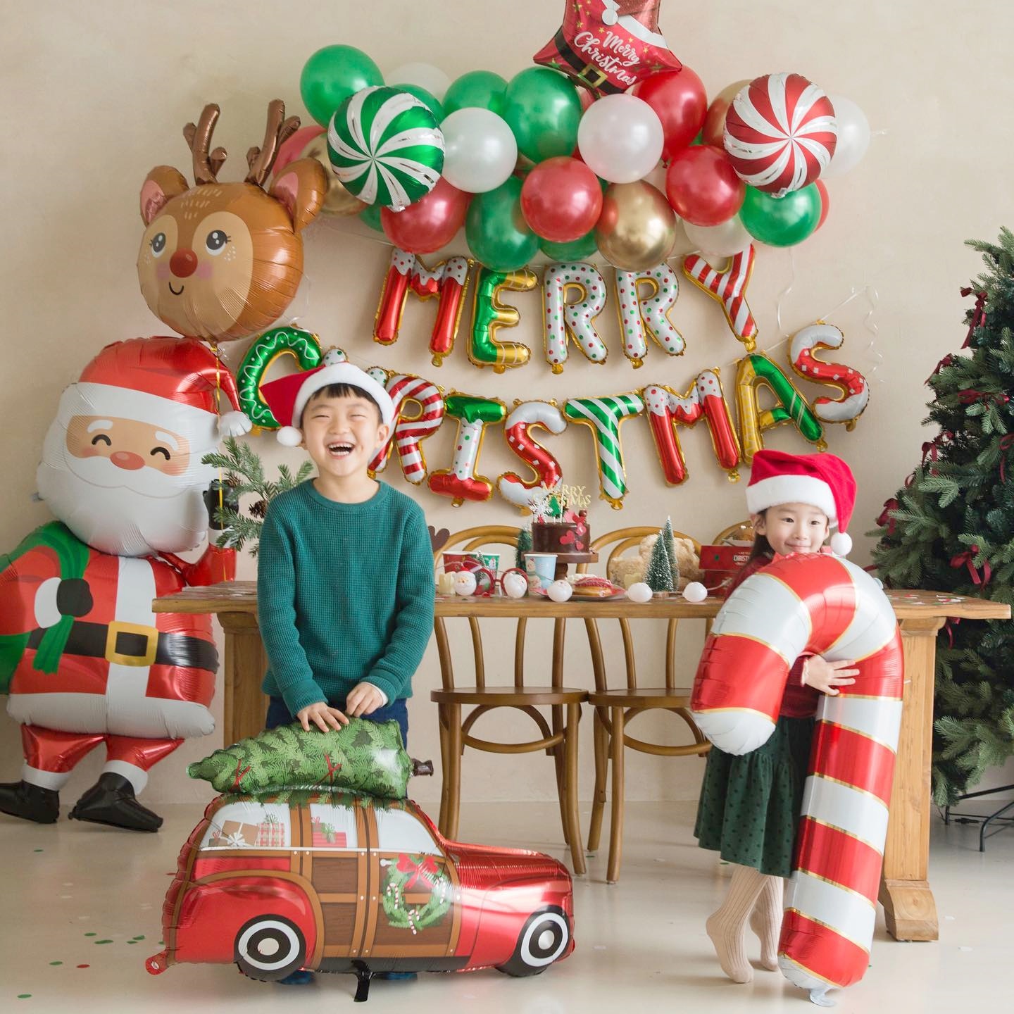 ins圣诞字母气球早教商店酒吧跨年布置氛围装饰装扮铝箔气球彩旗