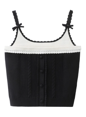 现货2026早春新品时尚波浪花边撞色针织吊带小上衣FF26C21ZV257