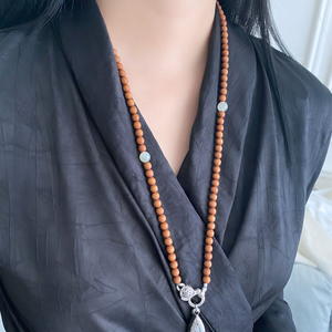 老山檀圆珠链男女同款万能扣项链