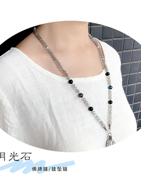 泰国天然琉璃珠纯银佛牌链