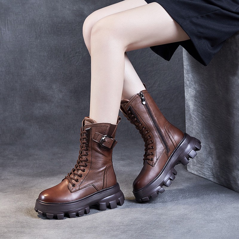 真皮马丁靴中筒靴舒适百搭柔软