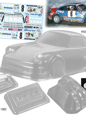1/10油电房RC 漂移模型 PC透明车壳 TeamC 保时捷 911 Rally 1982