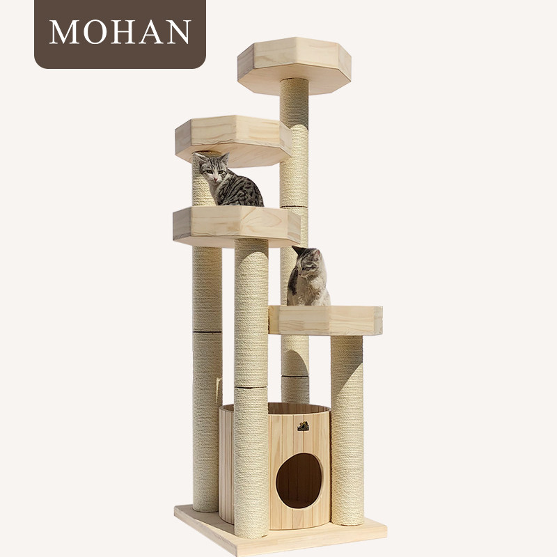 实木猫爬架猫窝猫树一体猫咪玩具爬架家用多猫家庭猫窝猫树猫跳台