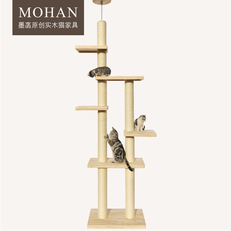 实木通天柱猫爬架一体不占地