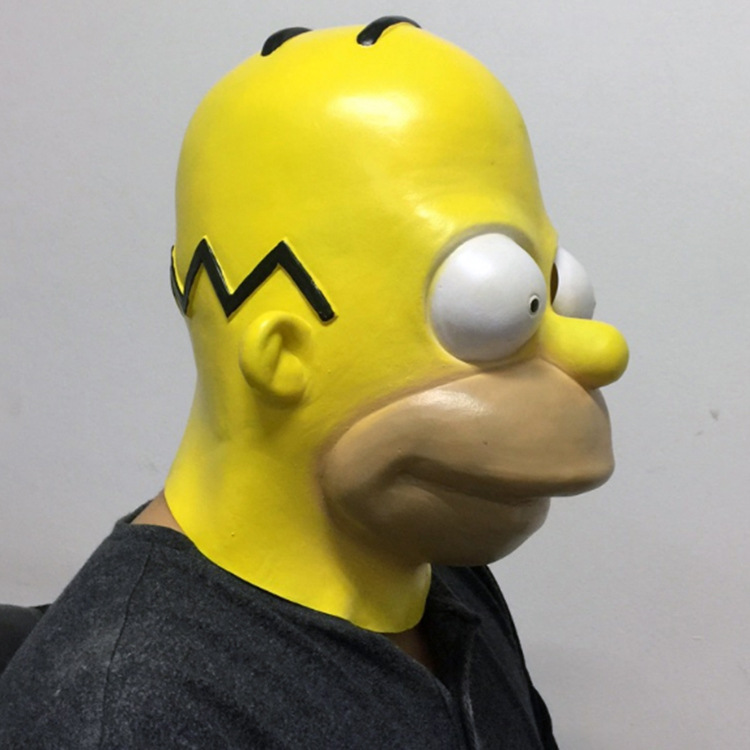 电影角色人物辛普森一家面具simpsons万圣节假面舞会乳胶头盔道具