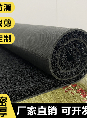 pvc塑料丝圈地毯蹭脚垫门口防滑蹭土耐脏可裁剪室外加厚黑色地毡