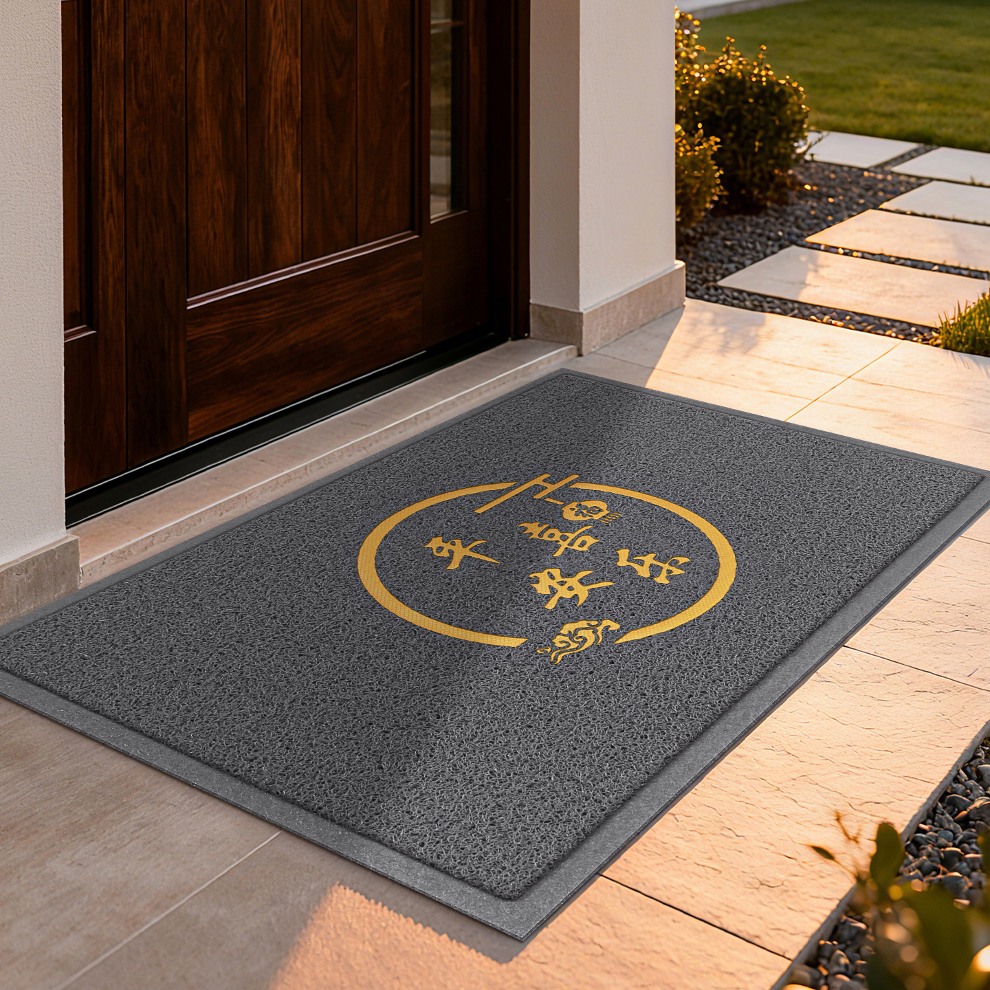 入户门地垫平安喜乐玄关进门防滑脚垫可定制家用大门口除尘地毯