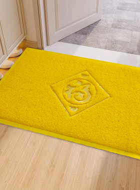 入户门垫进门口垫子福字防滑脚垫出入平安喜乐大门地垫金黄色地毯