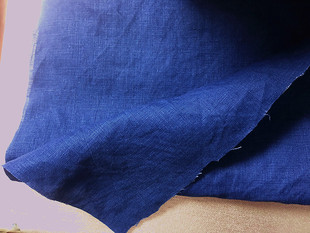 满18元包邮薄垂纯亚麻植物染草木染手工蓝染布头平纹布料 刺子绣