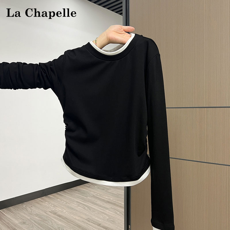 撞色长袖打底衫女内搭