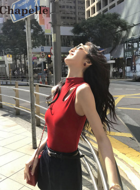 拉夏贝尔辣妹美背红色背心女2026新款春夏外穿性感美式无袖上衣