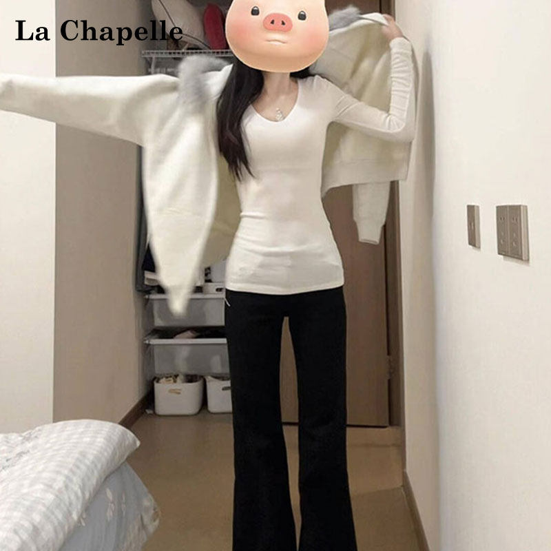 拉夏贝尔白色v领长袖t恤女2026秋冬新款内搭打底衫修身百搭上衣服,女装/女士精品,T恤,淘宝优惠券,粉丝福利购,淘宝优惠卷