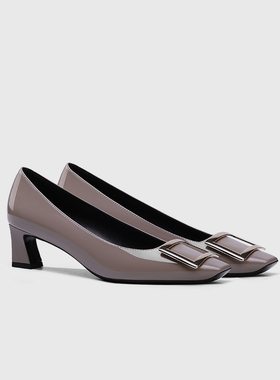 升级版方扣显瘦法式新中式性感高跟鞋4.5cm粗跟