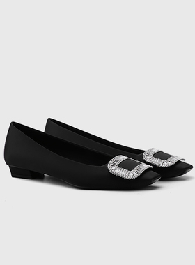 rv方扣钻扣桑蚕丝新中式高跟鞋2.5cm