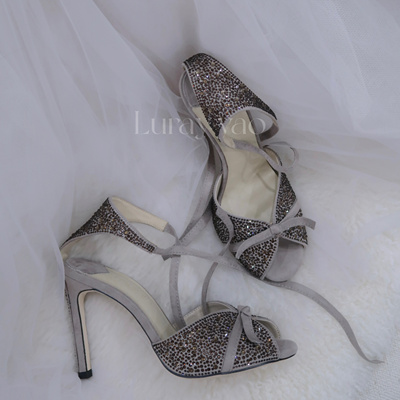 luray粗跟鱼嘴羊皮圆头中古