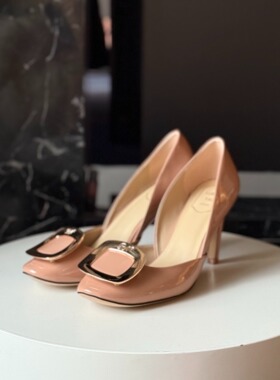 【Luray】白白同款古早高定方扣圆头高跟鞋