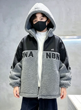 男童羊羔绒外套冬装2026新款