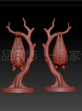 6福到了蝙蝠stl格式圆雕图雕刻图模型文件三维立体精雕图3d