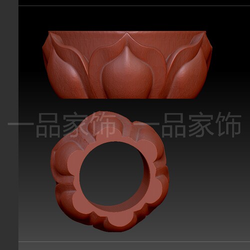 12莲花环stl格式圆雕图雕刻图模型文件三维立体图3d