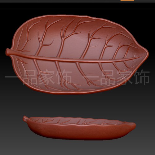 6长圆叶高盘子stl格式圆雕图雕刻图模型文件三维立体图3d