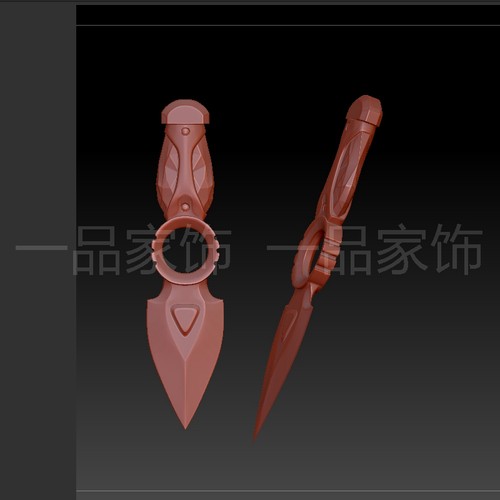 3短小剑stl格式圆雕图雕刻图模型文件三维立体图3d