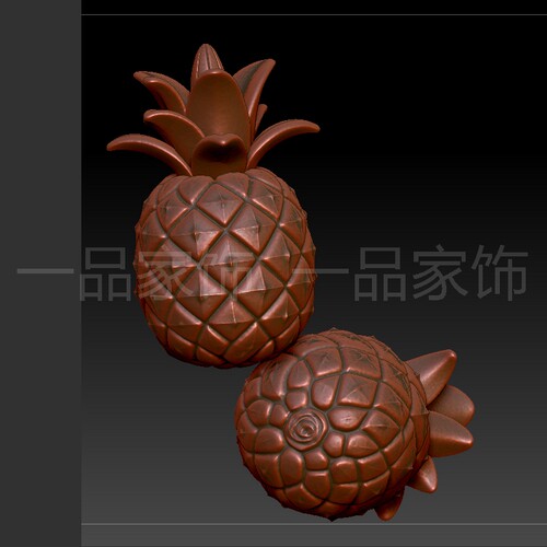 16菠萝哦哦雕塑stl格式圆雕图雕刻图模型文件三维立体精雕图3d