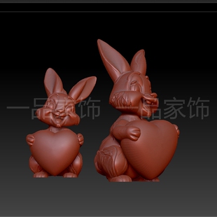 18改兔子心stl雕刻图圆雕图模型文件三维立体精雕图3d打印图
