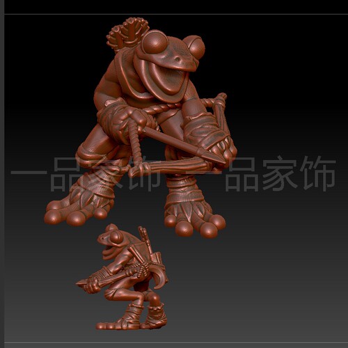 青蛙兵00射箭stl雕刻图圆雕图模型文件三维立体精雕图3d打印图
