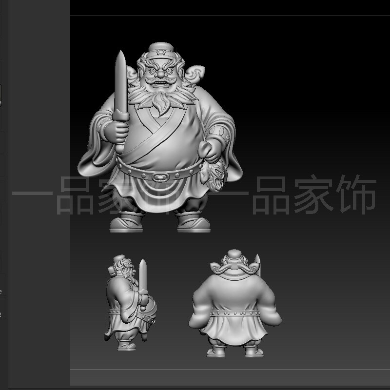 148竖剑钟馗stl雕刻图圆雕图模型文件三维立体精雕图3d