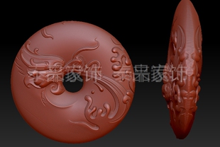 龙平安扣圆雕图stl模型三维图立体图精雕图3d打印非实物
