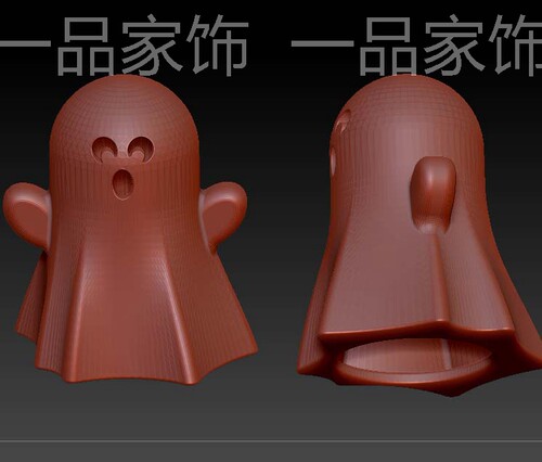 惊讶万圣节小幽灵stl雕刻图圆雕图模型文件三维立体精雕图3d打印