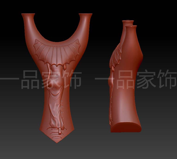 旗袍弹弓 654圆雕图stl模型三维图立体图精雕图3d打印非实物