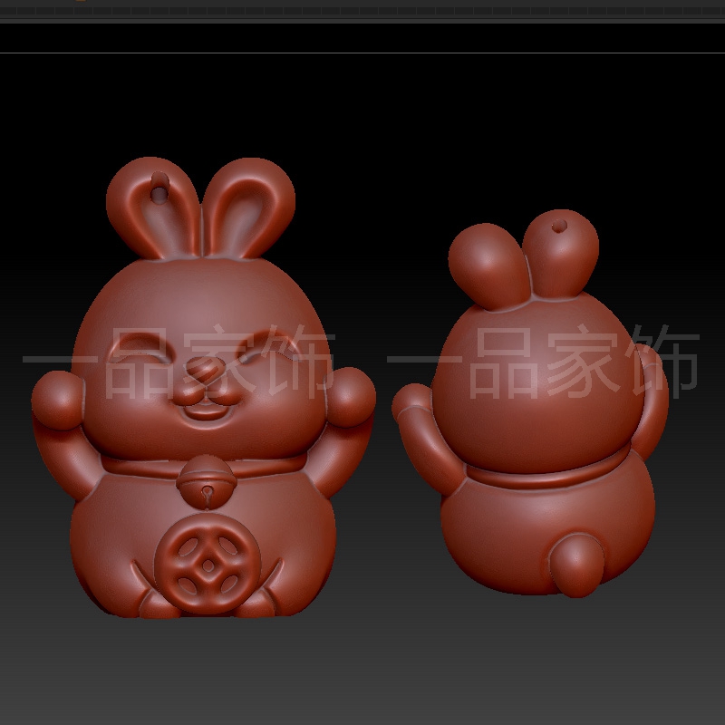 招财挂件兔stl雕刻图圆雕图模型文件三维立体精雕图3d打印图