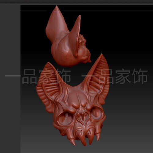4蝙蝠骨头是stl格式圆雕图雕刻图模型文件三维立体图3d