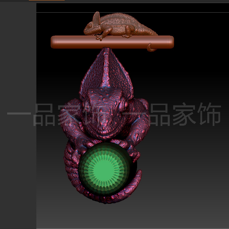 44变色龙stl雕刻图圆雕图模型文件三维立体精雕图3d打印图