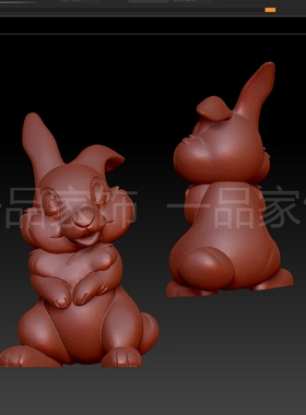 3大尾巴兔子的stl格式圆雕图雕刻图模型文件三维立体图3d
