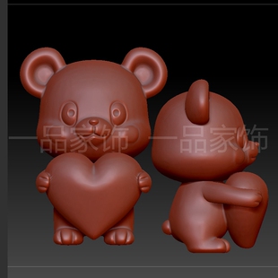 5改爱心熊stl雕刻图圆雕图模型文件三维立体精雕图3d打印