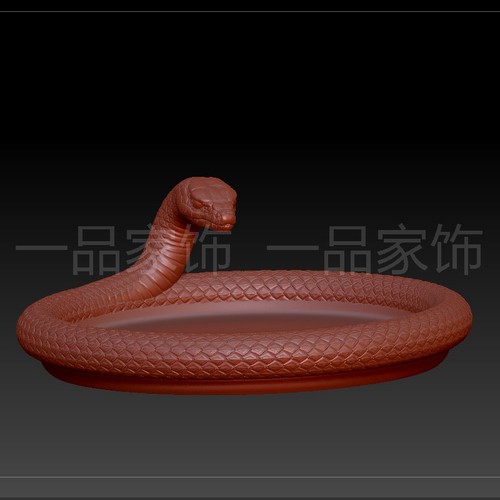 2蛇盘子是stl格式圆雕图雕刻图模型文件三维立体图3d