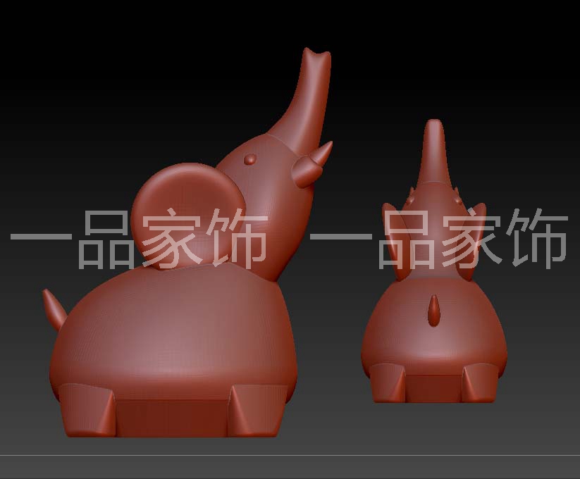 创意的小象 雕刻图圆雕图stl模型文件三维立体精雕图3d打印图纸