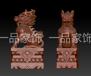 新款坐麒麟雕刻图圆雕图stl模型文件三维立体精雕图3d打印图纸