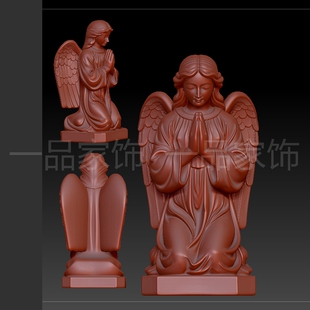 13跪地天使飞stl格式圆雕图雕刻图模型文件三维立体图3d