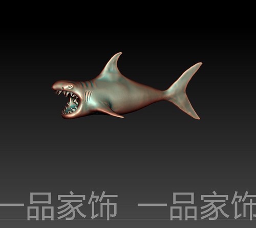 拖入鲨鱼雕刻图圆雕图stl模型文件三维立体精雕图3d打印图纸