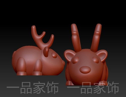 麋鹿子 雕刻图圆雕图stl模型文件三维立体精雕图3d打印图纸