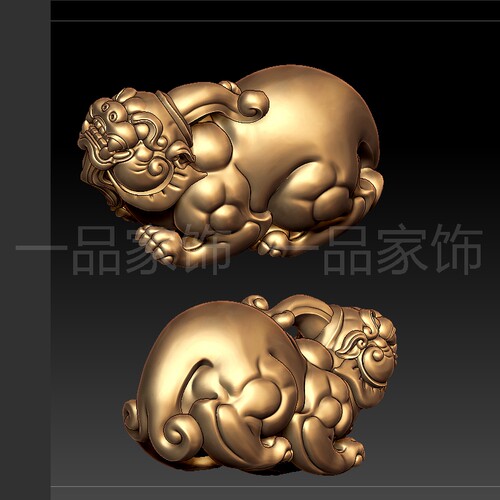 286貔貅略抬头是stl格式圆雕图雕刻图模型文件三维立体图3d