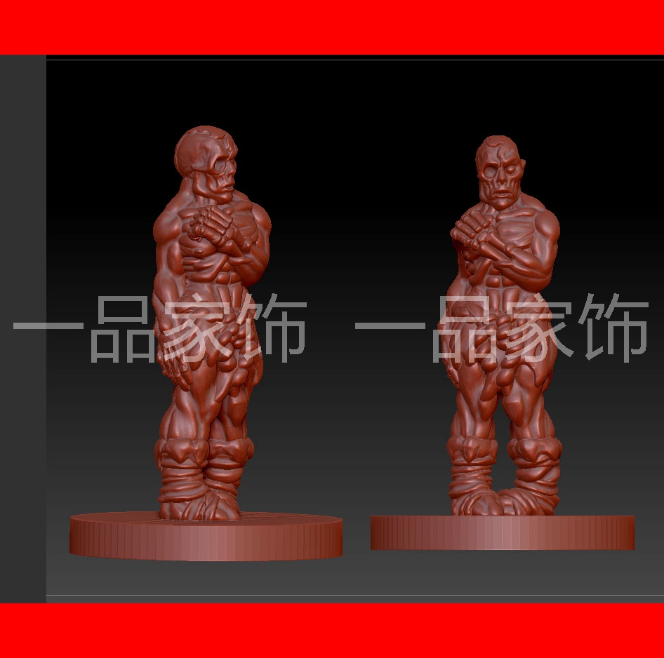 半僵尸人的雕刻图圆雕图stl模型文件三维立体精雕图3d打印图纸