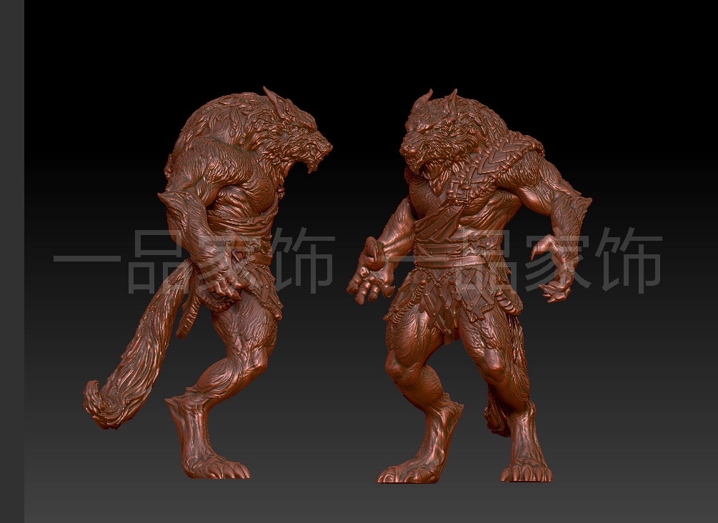 狼人的强壮stl雕刻图圆雕图模型文件三维立体精雕图3d打印图纸