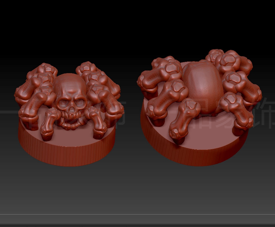 骷髅形态蜘蛛stl雕刻图圆雕图模型文件三维立体精雕图3d打印图纸