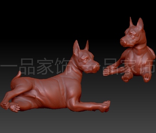 狗趴圆雕图核雕图stl模型三维图立体图精雕图3d打印非实物